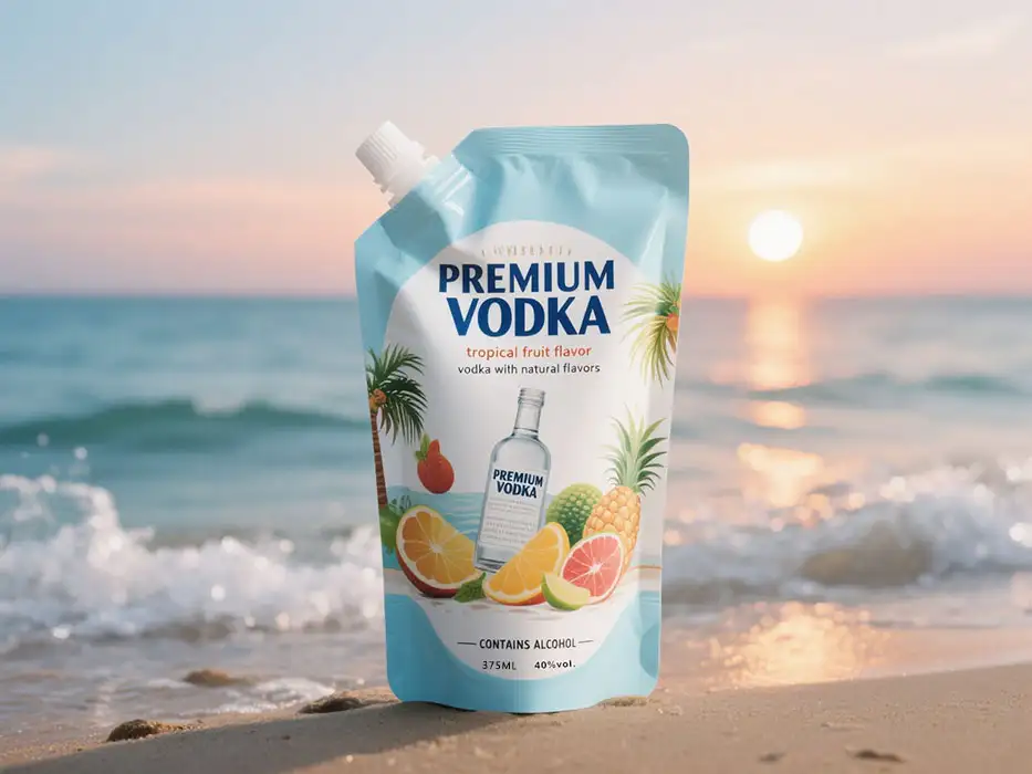 Bustina di vodka premium da 375 ml per cocktail RTD con beccuccio